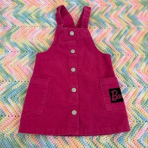 Girls Barbie Pink cotton corduroy overall dress with pockets barbiecore size 2T